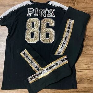 VS PINK TWO TONE BLING OUTFIT SET M